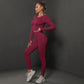 2 Pieces Seamless Women Yoga Set Workout Sportswear Gym Clothing Fitness Long Sleeve Crop Top High Waist Leggings Sports Suits
