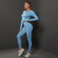2 Pieces Seamless Women Yoga Set Workout Sportswear Gym Clothing Fitness Long Sleeve Crop Top High Waist Leggings Sports Suits