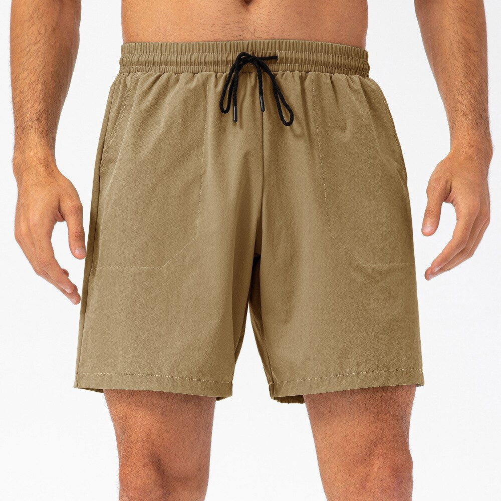 Khaki Running shorts For Men With pocket storage